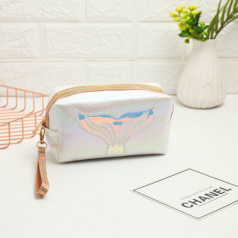 Wholesale New PU Laser Cosmetic Bag Creative Fish Tail Portable Large Capacity Storage Bag
